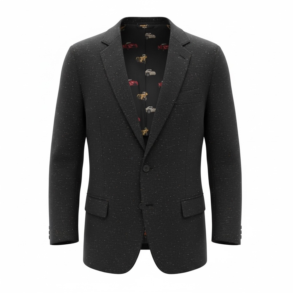 Flynt Elegant Navy Blazer with vintage car lining Subtle Patterns
